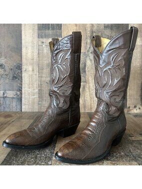 Custom Vintage Unbranded Ostrich Leg Western Cowboy Boots Mens 8 D